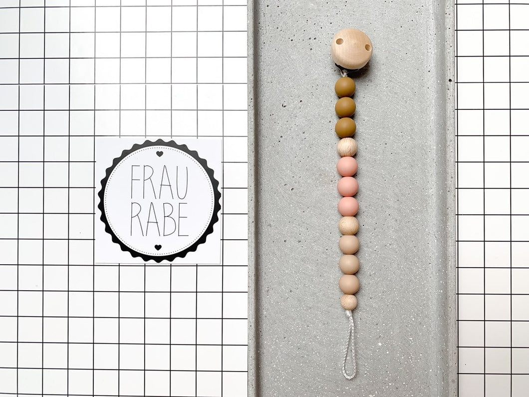 Schnullerkette - taupe/pfirsich/creme